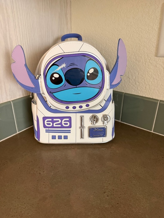 Loungefly Handbags - Loungefly Stitch Space Helmet Mini Backpack - White, Blue & Purple
